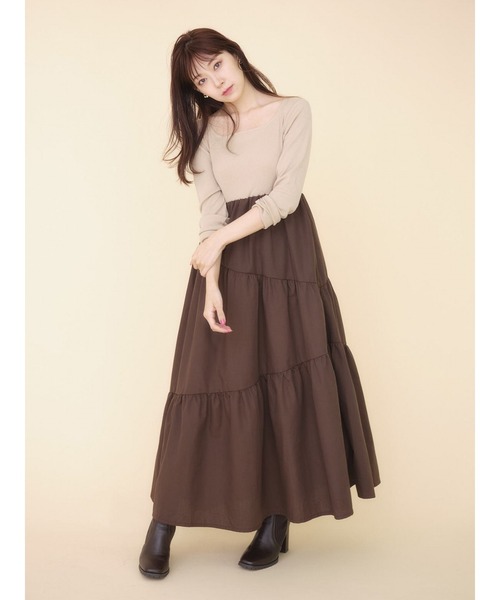 Now me. by NYLON JAPAN（ナウミーバイナイロンジャパン）の「切替ワンピース（ワンピース・レディース・ブラック/アイボリー・FREE）」の2枚目の写真