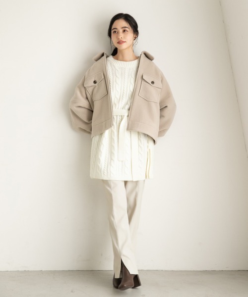 LOWRYS FARM（ローリーズファーム）の「メリノウールジャケット　917859（ブルゾン・レディース・グリーン/アイボリー・FREE）」の3枚目の写真