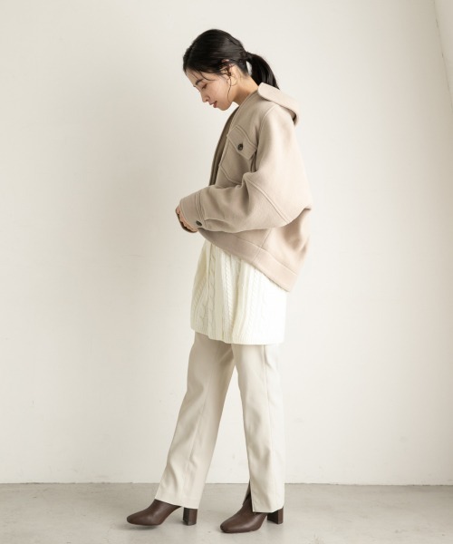 LOWRYS FARM（ローリーズファーム）の「メリノウールジャケット　917859（ブルゾン・レディース・グリーン/アイボリー・FREE）」の4枚目の写真