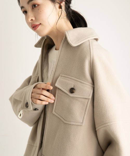 LOWRYS FARM（ローリーズファーム）の「メリノウールジャケット　917859（ブルゾン・レディース・グリーン/アイボリー・FREE）」の5枚目の写真