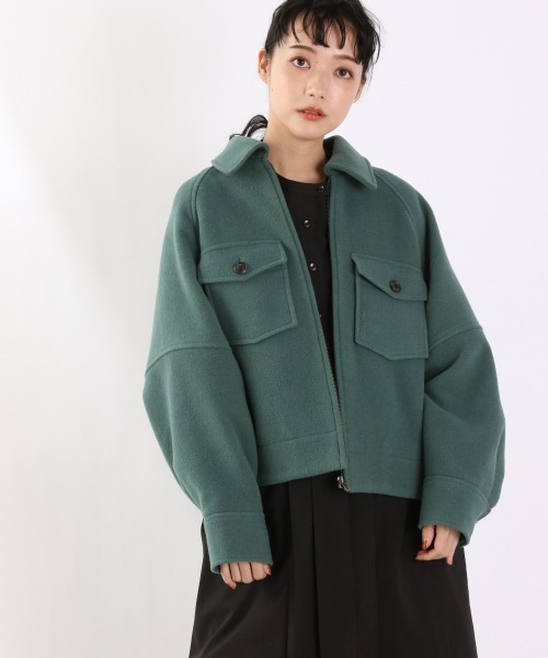 LOWRYS FARM（ローリーズファーム）の「メリノウールジャケット　917859（ブルゾン・レディース・グリーン/アイボリー・FREE）」の6枚目の写真