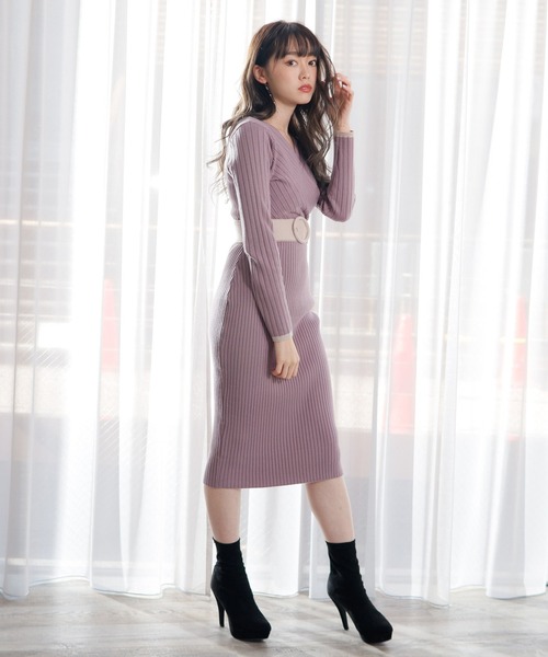 LIPSERVICE（リップサービス）の「カシュクールバイカラーリブニット