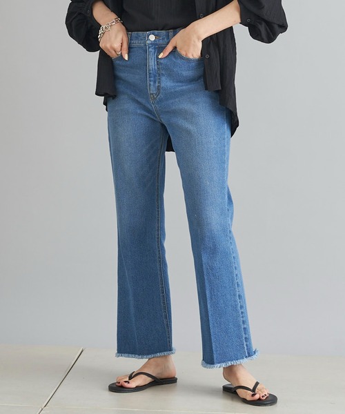 DouDou（ドゥドゥ）の「9丈セミフレアデニム（デニムパンツ・レディース・グレー/ライトベージュ/ブルー・36/38）」の3枚目の写真