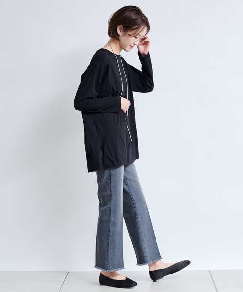 DouDou（ドゥドゥ）の「9丈セミフレアデニム（デニムパンツ・レディース・グレー/ライトベージュ/ブルー・36/38）」の17枚目の写真