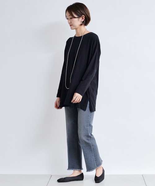 DouDou（ドゥドゥ）の「9丈セミフレアデニム（デニムパンツ・レディース・グレー/ライトベージュ/ブルー・36/38）」の18枚目の写真