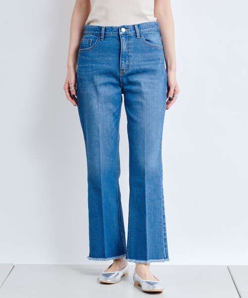 DouDou（ドゥドゥ）の「9丈セミフレアデニム（デニムパンツ・レディース・グレー/ライトベージュ/ブルー・36/38）」の10枚目の写真