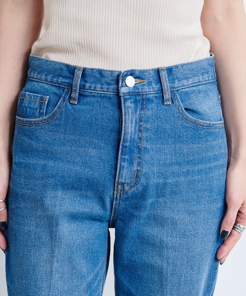 DouDou（ドゥドゥ）の「9丈セミフレアデニム（デニムパンツ・レディース・グレー/ライトベージュ/ブルー・36/38）」の14枚目の写真