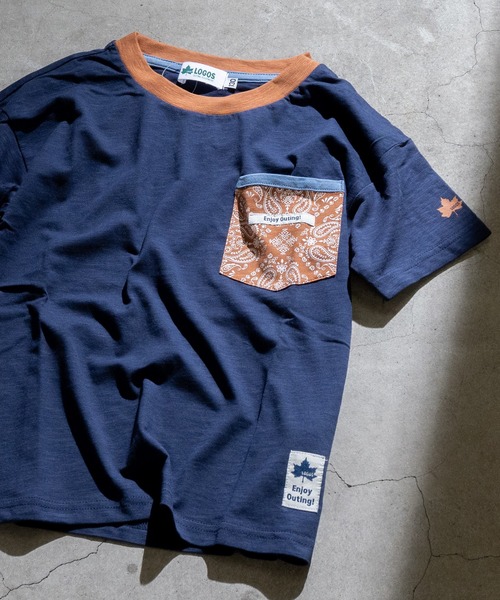 LOGOS(ロゴス)の「【30】〔LOGOS/ロゴス〕スラブ天竺 ペイズリー柄ポケット Tシャツ 半袖(Tシャツ/カットソー・キッズ・ネイビー/カーキ/クリーム・160/140/150/130)」の3枚目の写真