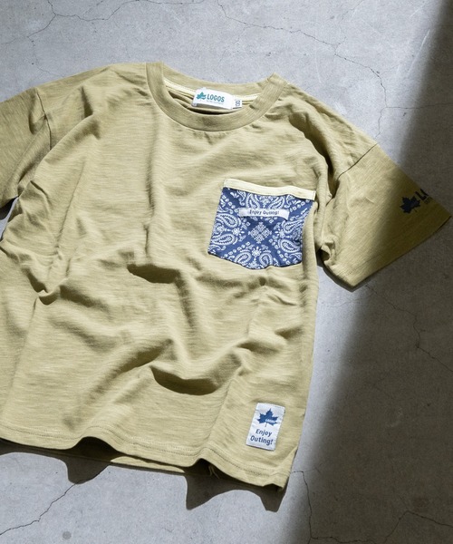 LOGOS(ロゴス)の「【30】〔LOGOS/ロゴス〕スラブ天竺 ペイズリー柄ポケット Tシャツ 半袖(Tシャツ/カットソー・キッズ・ネイビー/カーキ/クリーム・160/140/150/130)」の2枚目の写真