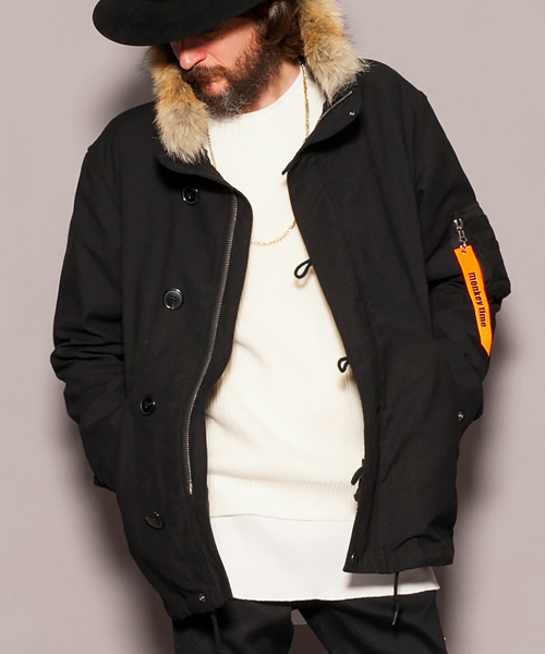 MONKEY TIME(モンキータイム)の「MT ∴ ダウン ライナー スタンド ブルゾン ◆(ブルゾン・メンズ・ブラック/ネイビー・SMALL/MEDIUM/LARGE/X-LARGE)」の1枚目の写真