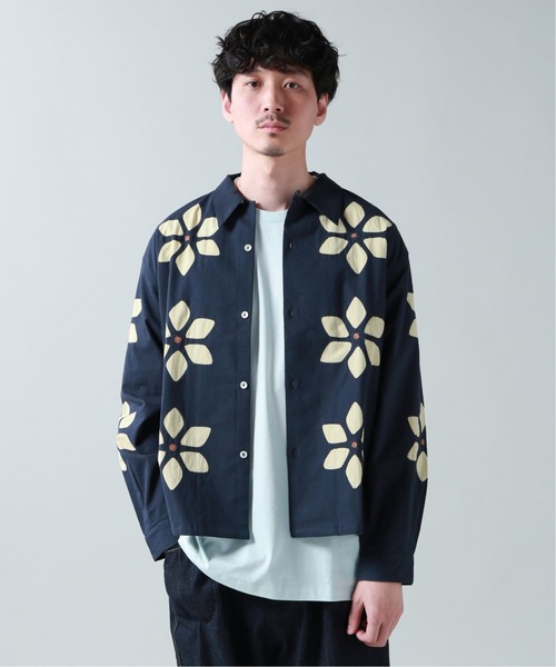niche.（ニッチ）の「【niche. / ニッチ】Flower カット ワークシャツ（ブルゾン・メンズ・ダークブルー/ベージュ系その他・MEDIUM/LARGE）」の2枚目の写真