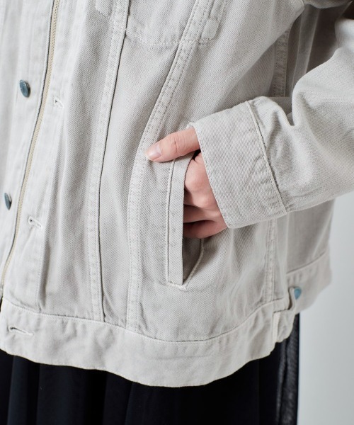 cepo（セポ）の「ノーカラー デニムジャケット（デニムジャケット・レディース・ラベンダー/グレー/オフホワイト/ブラウン/カーキ/キャメル・M）」の20枚目の写真