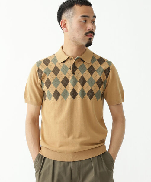 BEAMS PLUS（ビームスプラス）の「BEAMS PLUS / アーガイル ニットポロシャツ（ポロシャツ・メンズ・ネイビー/ワイン/カーキ・MEDIUM/LARGE/X-LARGE/SMALL）」の13枚目の写真