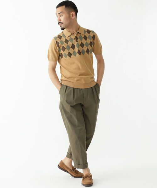 BEAMS PLUS（ビームスプラス）の「BEAMS PLUS / アーガイル ニットポロシャツ（ポロシャツ・メンズ・ネイビー/ワイン/カーキ・MEDIUM/LARGE/X-LARGE/SMALL）」の4枚目の写真