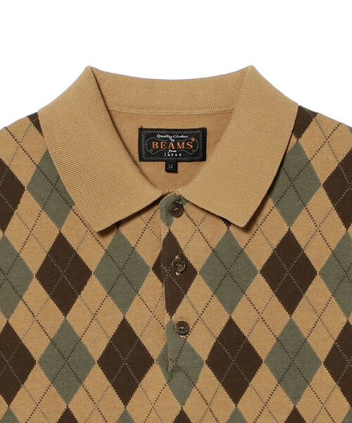 BEAMS PLUS（ビームスプラス）の「BEAMS PLUS / アーガイル ニットポロシャツ（ポロシャツ・メンズ・ネイビー/ワイン/カーキ・MEDIUM/LARGE/X-LARGE/SMALL）」の18枚目の写真