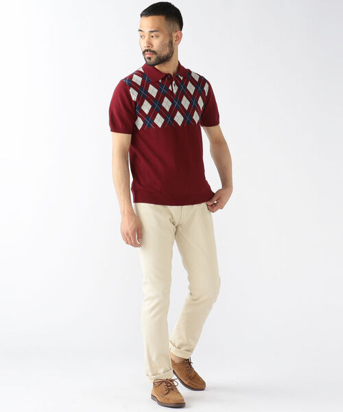 BEAMS PLUS（ビームスプラス）の「BEAMS PLUS / アーガイル ニットポロシャツ（ポロシャツ・メンズ・ネイビー/ワイン/カーキ・MEDIUM/LARGE/X-LARGE/SMALL）」の8枚目の写真