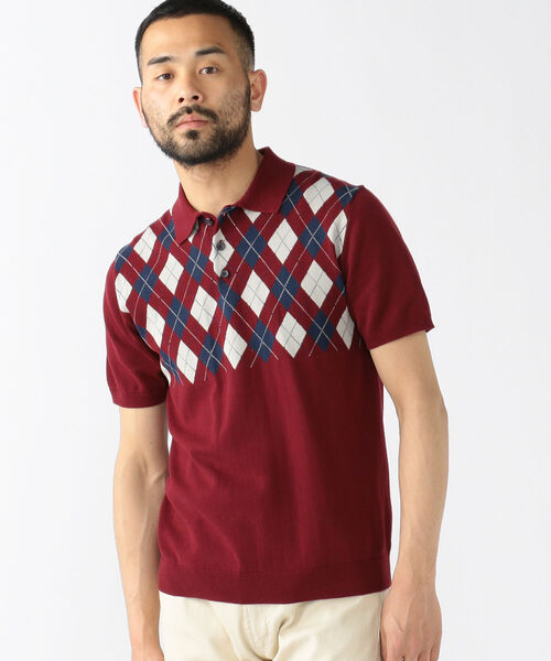 BEAMS PLUS（ビームスプラス）の「BEAMS PLUS / アーガイル ニットポロシャツ（ポロシャツ・メンズ・ネイビー/ワイン/カーキ・MEDIUM/LARGE/X-LARGE/SMALL）」の10枚目の写真