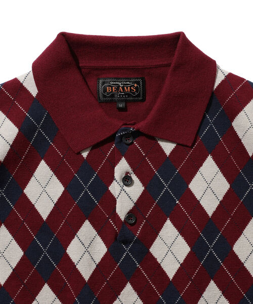 BEAMS PLUS（ビームスプラス）の「BEAMS PLUS / アーガイル ニットポロシャツ（ポロシャツ・メンズ・ネイビー/ワイン/カーキ・MEDIUM/LARGE/X-LARGE/SMALL）」の17枚目の写真
