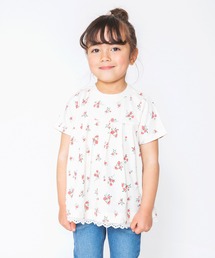BRANSHES | 裾レース付き花柄プリント半袖Tシャツ(チュニック)
