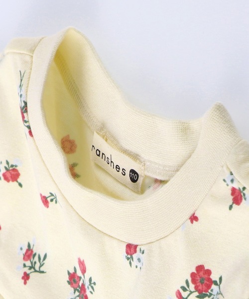 BRANSHES（ブランシェス）の「裾レース付き花柄プリント半袖Tシャツ（チュニック・キッズ・アイボリー/ピンク・80ｃｍ/110cm/120cm/100cm/130cm/90cm）」の3枚目の写真