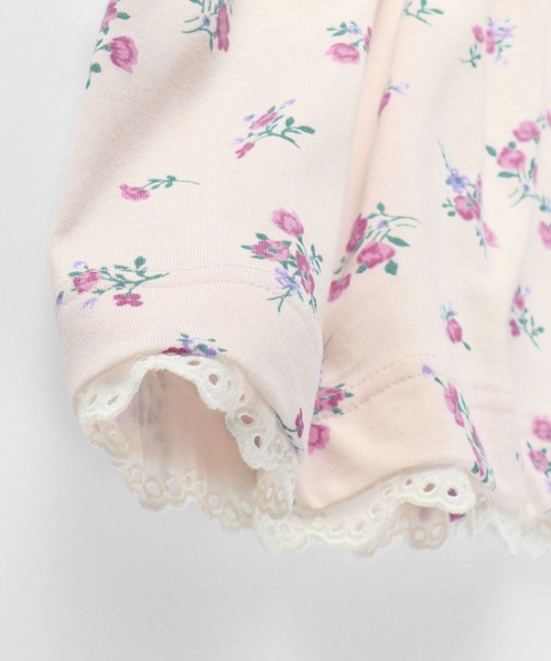 BRANSHES（ブランシェス）の「裾レース付き花柄プリント半袖Tシャツ（チュニック・キッズ・アイボリー/ピンク・80ｃｍ/110cm/120cm/100cm/130cm/90cm）」の6枚目の写真