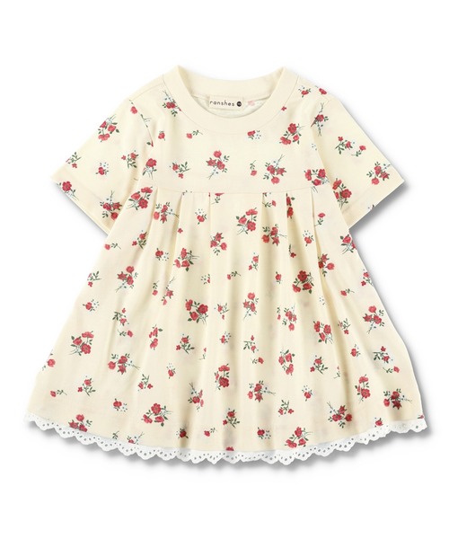 BRANSHES（ブランシェス）の「裾レース付き花柄プリント半袖Tシャツ（チュニック・キッズ・アイボリー/ピンク・80ｃｍ/110cm/120cm/100cm/130cm/90cm）」の16枚目の写真