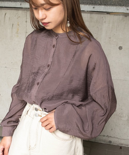 kutir（クティール）の「バンドカラーシアーシャツ（シャツ/ブラウス・レディース・ライトブルー/イエロー/オフホワイト/ラベンダー・FREE）」の3枚目の写真