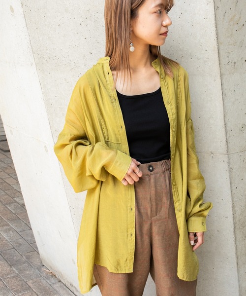 kutir（クティール）の「バンドカラーシアーシャツ（シャツ/ブラウス・レディース・ライトブルー/イエロー/オフホワイト/ラベンダー・FREE）」の4枚目の写真