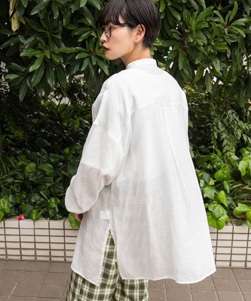 kutir（クティール）の「バンドカラーシアーシャツ（シャツ/ブラウス・レディース・ライトブルー/イエロー/オフホワイト/ラベンダー・FREE）」の6枚目の写真