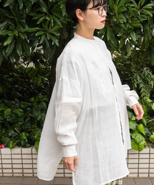 kutir（クティール）の「バンドカラーシアーシャツ（シャツ/ブラウス・レディース・ライトブルー/イエロー/オフホワイト/ラベンダー・FREE）」の7枚目の写真