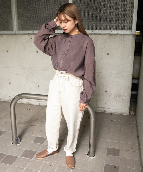 kutir（クティール）の「バンドカラーシアーシャツ（シャツ/ブラウス・レディース・ライトブルー/イエロー/オフホワイト/ラベンダー・FREE）」の19枚目の写真