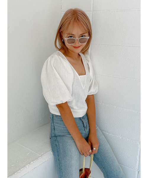 Vicente（ヴィセンテ）の「Puffsleeve tops（シャツ/ブラウス・レディース・ブラック/オフホワイト・FREE）」の16枚目の写真