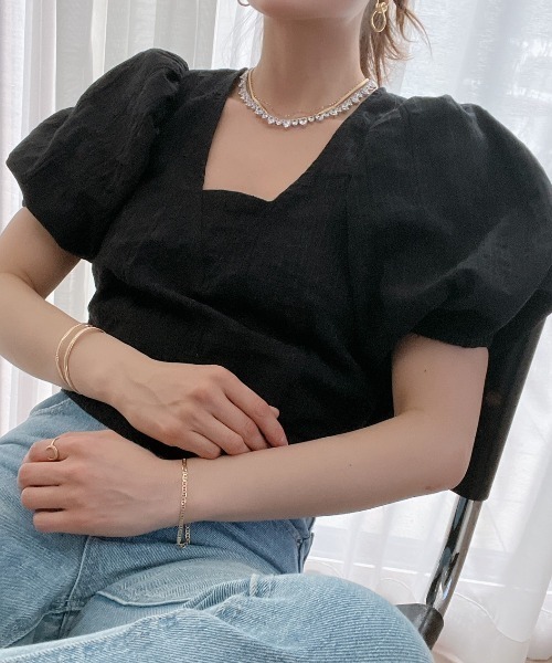 Vicente（ヴィセンテ）の「Puffsleeve tops（シャツ/ブラウス・レディース・ブラック/オフホワイト・FREE）」の17枚目の写真