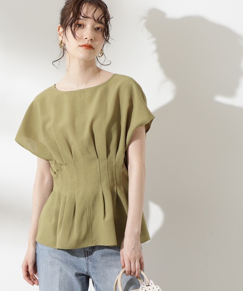 N.（N. Natural Beauty Basic）（エヌエヌナチュラルビューティーベーシック）の「◆ドライポプリン半袖ブラウス（シャツ/ブラウス・レディース・オフホワイト/チャコールグレー/ブルー/マスタード・MEDIUM）」の4枚目の写真