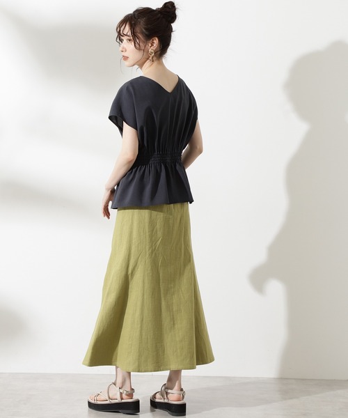 N.（N. Natural Beauty Basic）（エヌエヌナチュラルビューティーベーシック）の「◆ドライポプリン半袖ブラウス（シャツ/ブラウス・レディース・オフホワイト/チャコールグレー/ブルー/マスタード・MEDIUM）」の7枚目の写真