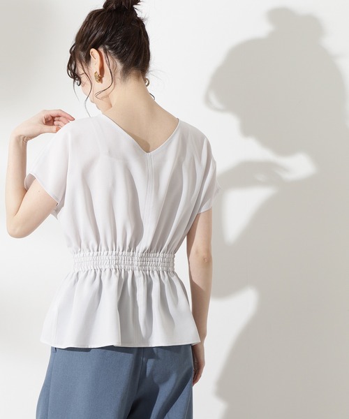 N.（N. Natural Beauty Basic）（エヌエヌナチュラルビューティーベーシック）の「◆ドライポプリン半袖ブラウス（シャツ/ブラウス・レディース・オフホワイト/チャコールグレー/ブルー/マスタード・MEDIUM）」の12枚目の写真