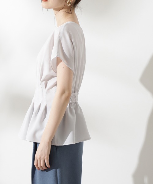 N.（N. Natural Beauty Basic）（エヌエヌナチュラルビューティーベーシック）の「◆ドライポプリン半袖ブラウス（シャツ/ブラウス・レディース・オフホワイト/チャコールグレー/ブルー/マスタード・MEDIUM）」の8枚目の写真