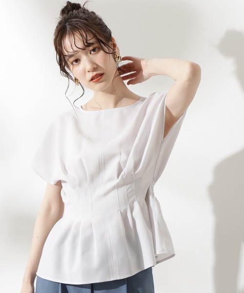 N.（N. Natural Beauty Basic）（エヌエヌナチュラルビューティーベーシック）の「◆ドライポプリン半袖ブラウス（シャツ/ブラウス・レディース・オフホワイト/チャコールグレー/ブルー/マスタード・MEDIUM）」の9枚目の写真