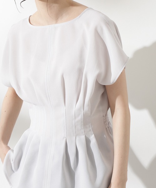 N.（N. Natural Beauty Basic）（エヌエヌナチュラルビューティーベーシック）の「◆ドライポプリン半袖ブラウス（シャツ/ブラウス・レディース・オフホワイト/チャコールグレー/ブルー/マスタード・MEDIUM）」の15枚目の写真