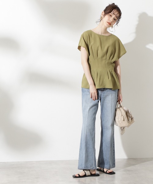 N.（N. Natural Beauty Basic）（エヌエヌナチュラルビューティーベーシック）の「◆ドライポプリン半袖ブラウス（シャツ/ブラウス・レディース・オフホワイト/チャコールグレー/ブルー/マスタード・MEDIUM）」の13枚目の写真