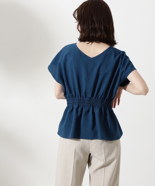 N.（N. Natural Beauty Basic）（エヌエヌナチュラルビューティーベーシック）の「◆ドライポプリン半袖ブラウス（シャツ/ブラウス・レディース・オフホワイト/チャコールグレー/ブルー/マスタード・MEDIUM）」の10枚目の写真