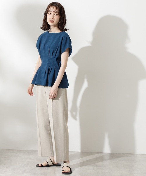 N.（N. Natural Beauty Basic）（エヌエヌナチュラルビューティーベーシック）の「◆ドライポプリン半袖ブラウス（シャツ/ブラウス・レディース・オフホワイト/チャコールグレー/ブルー/マスタード・MEDIUM）」の11枚目の写真