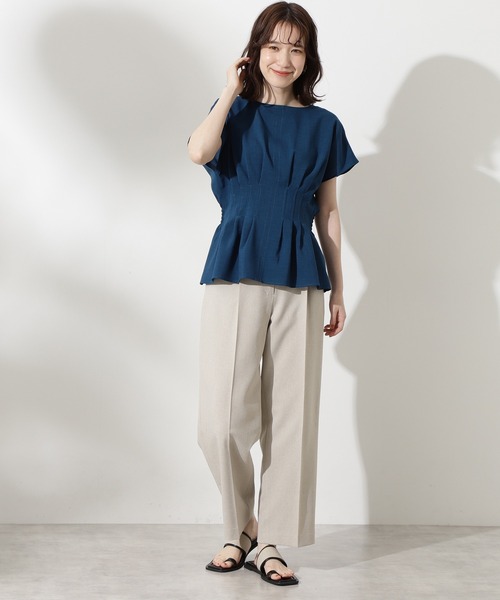 N.（N. Natural Beauty Basic）（エヌエヌナチュラルビューティーベーシック）の「◆ドライポプリン半袖ブラウス（シャツ/ブラウス・レディース・オフホワイト/チャコールグレー/ブルー/マスタード・MEDIUM）」の18枚目の写真