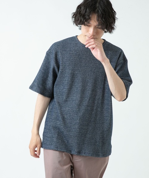ITEMS URBANRESEARCH（アイテムズ アーバンリサーチ）の「ローゲージカノコ半袖Tシャツ（Tシャツ/カットソー・メンズ・ベージュ/グレー/ネイビー・MEDIUM/LARGE）」の3枚目の写真