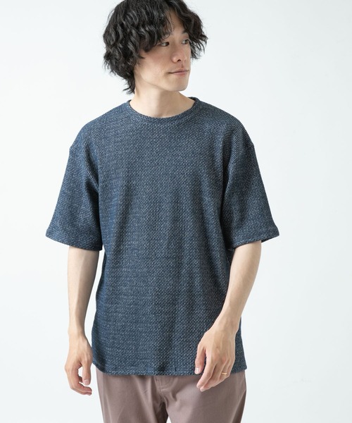 ITEMS URBANRESEARCH（アイテムズ アーバンリサーチ）の「ローゲージカノコ半袖Tシャツ（Tシャツ/カットソー・メンズ・ベージュ/グレー/ネイビー・MEDIUM/LARGE）」の12枚目の写真