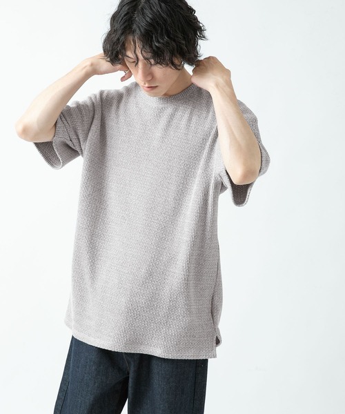 ITEMS URBANRESEARCH（アイテムズ アーバンリサーチ）の「ローゲージカノコ半袖Tシャツ（Tシャツ/カットソー・メンズ・ベージュ/グレー/ネイビー・MEDIUM/LARGE）」の16枚目の写真