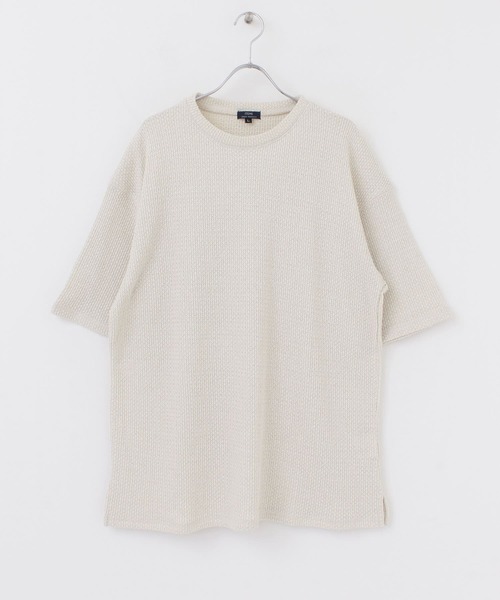 ITEMS URBANRESEARCH（アイテムズ アーバンリサーチ）の「ローゲージカノコ半袖Tシャツ（Tシャツ/カットソー・メンズ・ベージュ/グレー/ネイビー・MEDIUM/LARGE）」の5枚目の写真