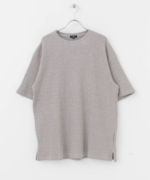 ITEMS URBANRESEARCH（アイテムズ アーバンリサーチ）の「ローゲージカノコ半袖Tシャツ（Tシャツ/カットソー・メンズ・ベージュ/グレー/ネイビー・MEDIUM/LARGE）」の7枚目の写真