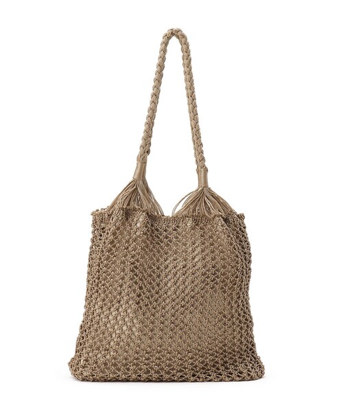 DRESKIP（ドレスキップ）の「◆レーヨン手編みトート（トートバッグ・レディース・ブラック/ベージュ/アイボリー・00）」の6枚目の写真