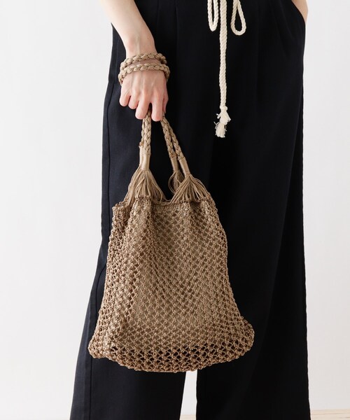 DRESKIP（ドレスキップ）の「◆レーヨン手編みトート（トートバッグ・レディース・ブラック/ベージュ/アイボリー・00）」の9枚目の写真